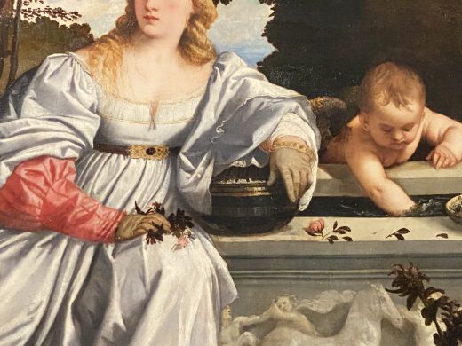 Detail des Gemäldes: „Amor sacro e amor profano“ von Tizian, einer der bedeutendsten Maler der Renaissance